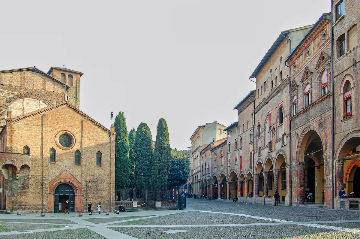 Bologna Piazza Santo Stefano with porticos